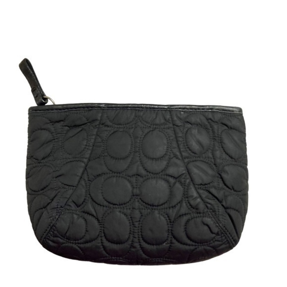 Coach black nylon stitched c cosmetic bag